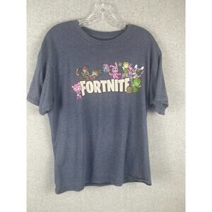 Fortnite T Shirt Men's Size L Gray Character Logo Video Game Tee